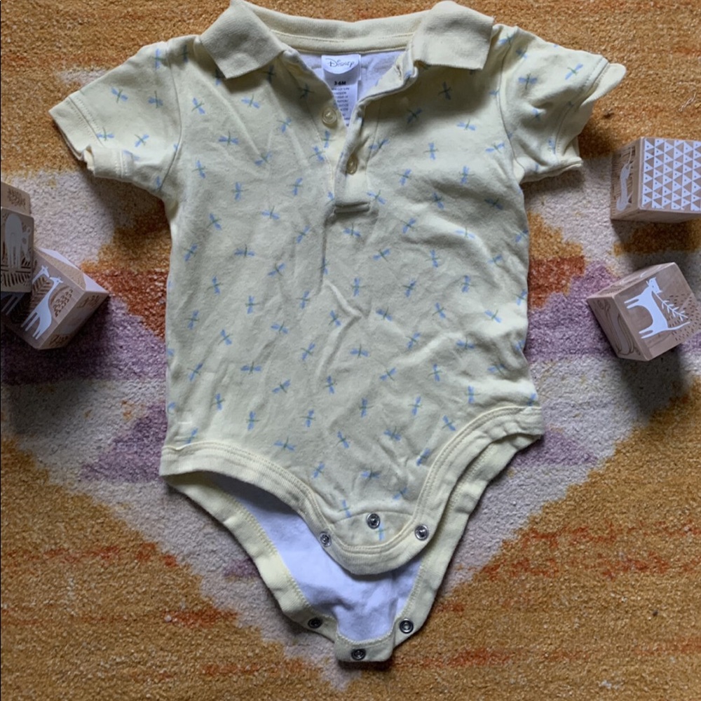 Disney Pooh Dragonfly Pattern Collared Onesie